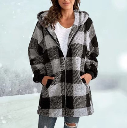 Ida | Cool and cozy checked hooded jacket in quality materials SeekCTRL