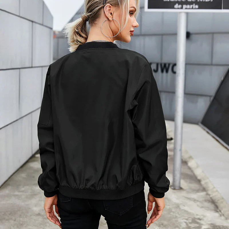 Women's Jacket Long Sleeve Bomber Jacket for Sporty and Elegant Style