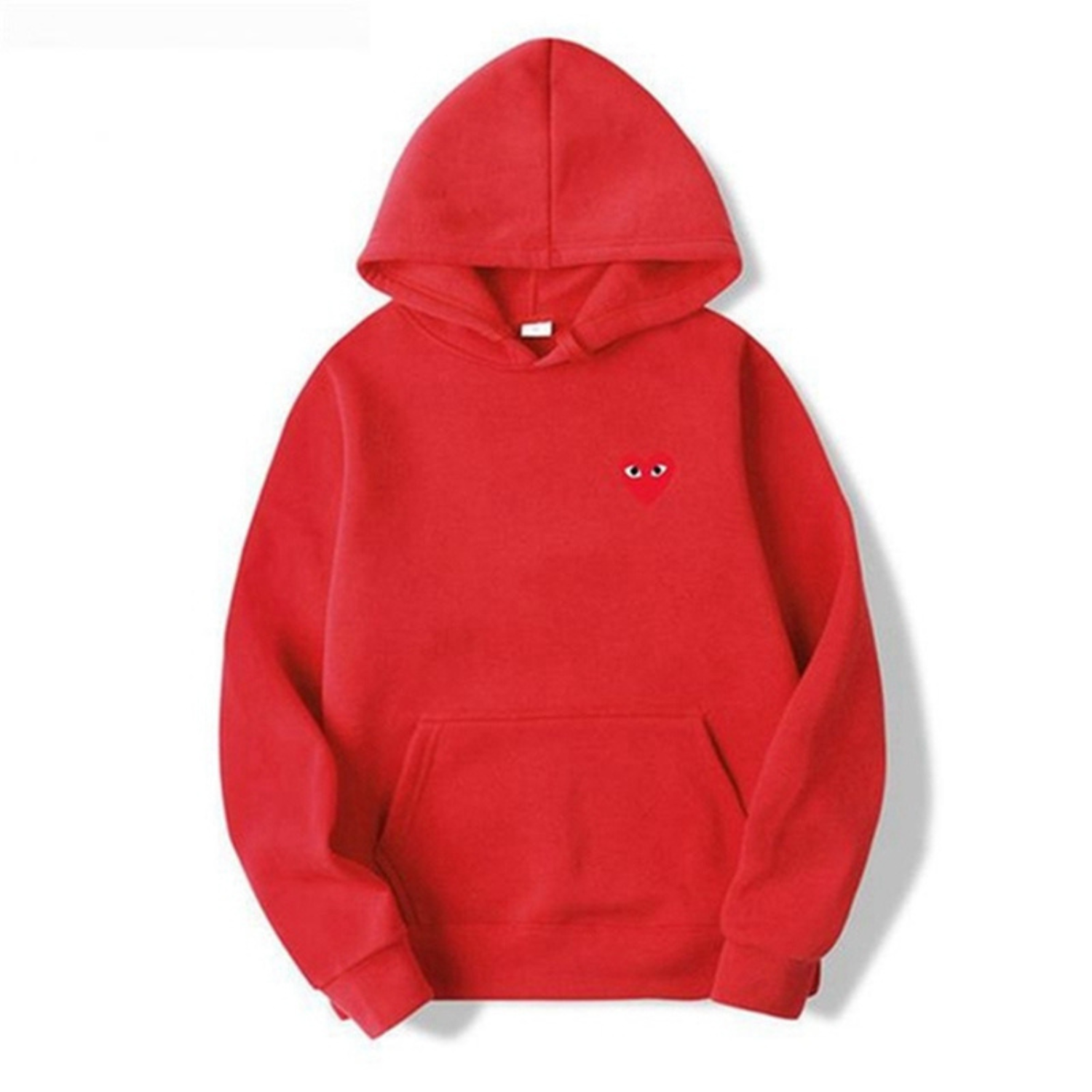 Roter Damen-Hoodie mit Kapuze, Baumwolle, Herz-Design, modisch, bequem, Freizeitkleidung.