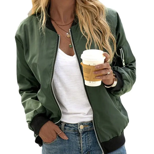 Women's Jacket Long Sleeve Bomber Jacket for Sporty and Elegant Style
