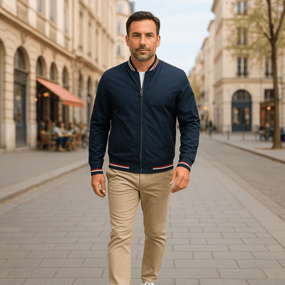 Classic Bomber Jacket – Lightweight Zip - Up Windbreaker 
