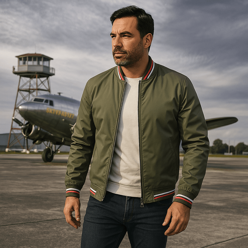 Classic Bomber Jacket – Lightweight Zip - Up Windbreaker 
