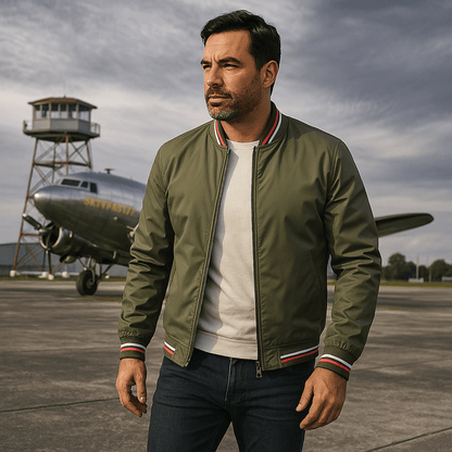 Classic Bomber Jacket – Lightweight Zip - Up Windbreaker 