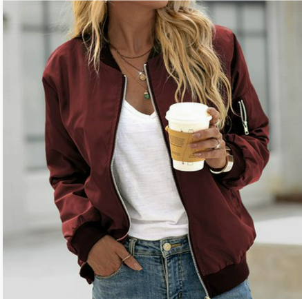 Women's Jacket Long Sleeve Bomber Jacket for Sporty and Elegant Style